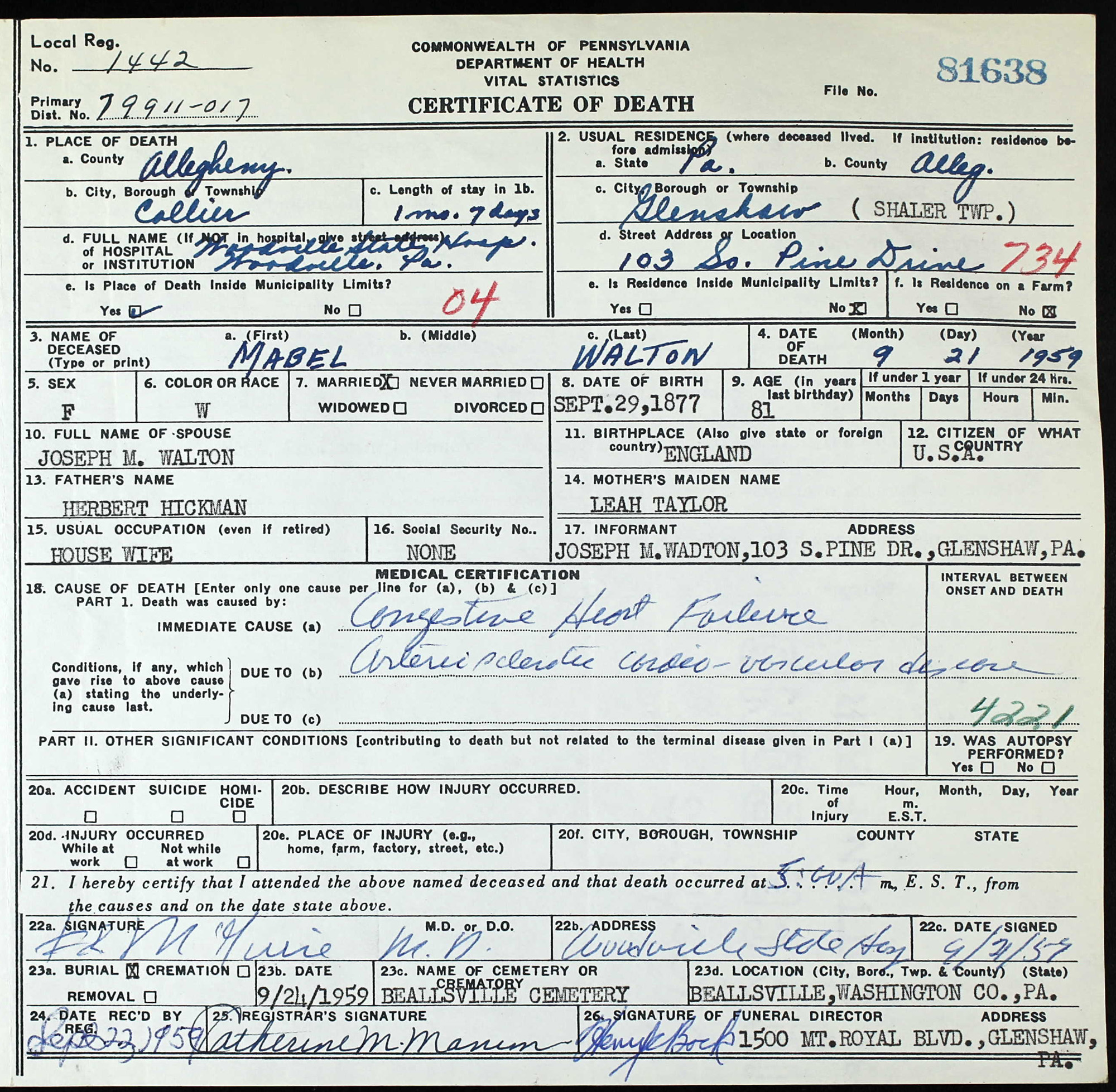 death certificate
